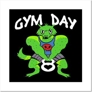 Gymday for the wolf, bodybulider design Posters and Art